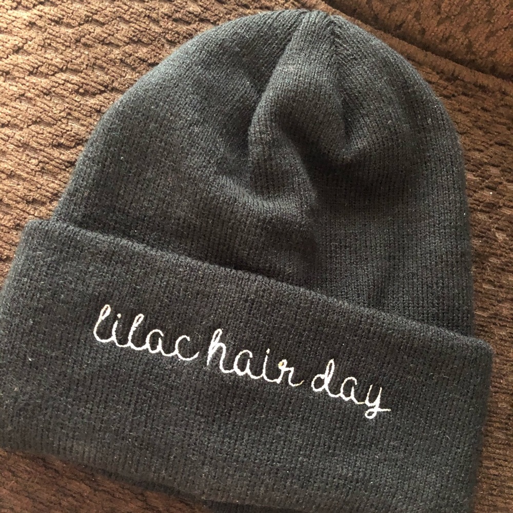 Black Beanie “lilac hair day”